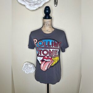 NTM: The Rolling Stones Mouth & Tongue Gray Short Sleeve T Shirt Size Small